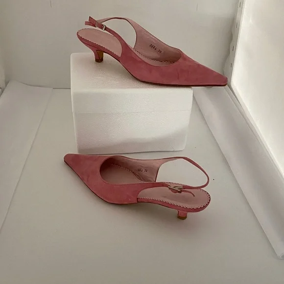 Pink Suede Pointed Slingback Flats - Women's - Picture 2 of 5